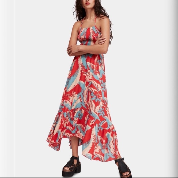 free people heat wave maxi dress FREE PEOPLE Heat Wave Womens Maxi Dress - PINK COMBO - S